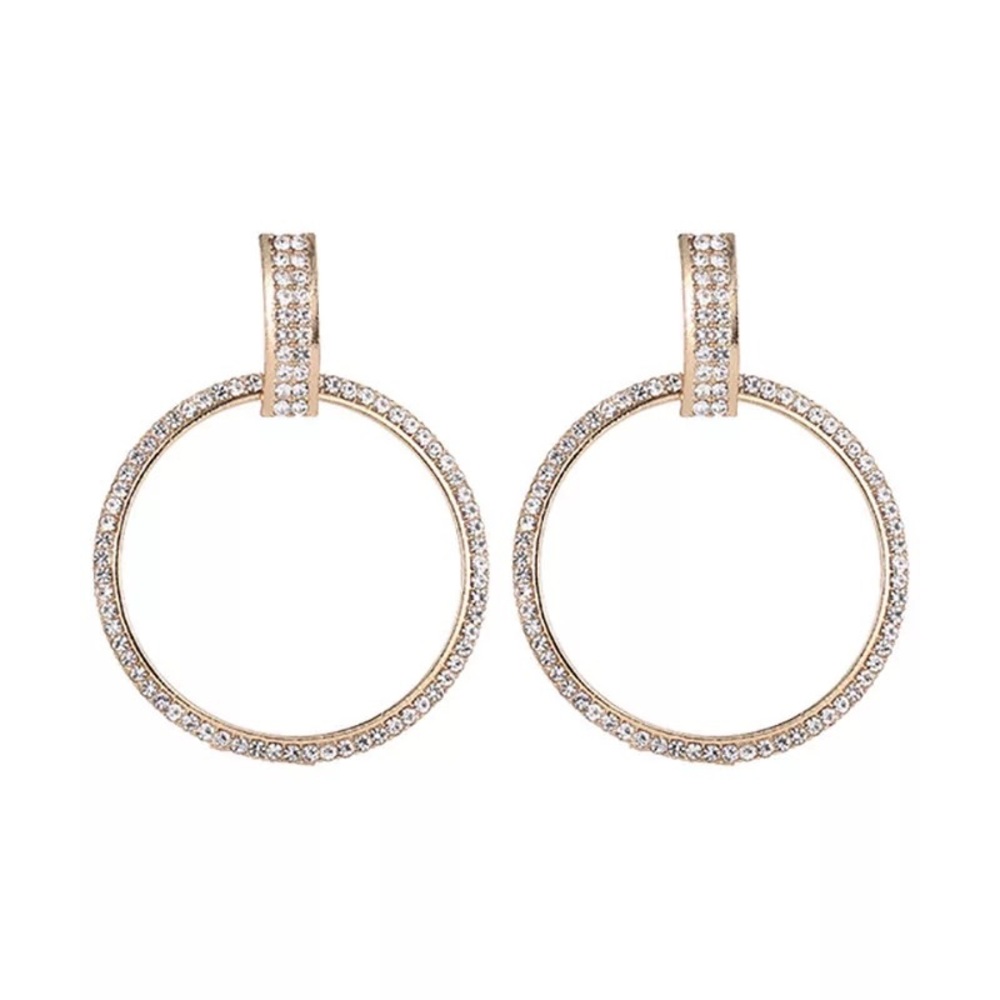 2 pair of hoop drop oversized round earrings - Picture 3 of 5